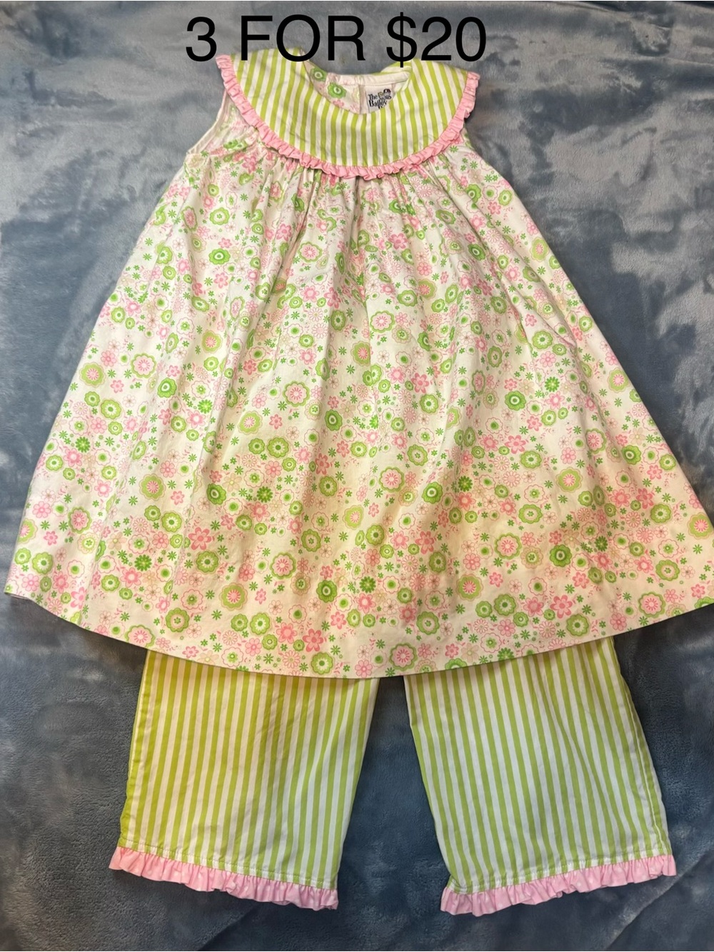 🌟Girls 3T The Bailey Boys Pink & Green Floral Girls Two-Piece Dress Set
